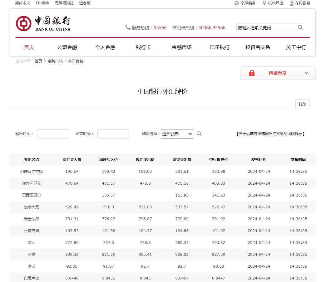Exchange rate inquiry